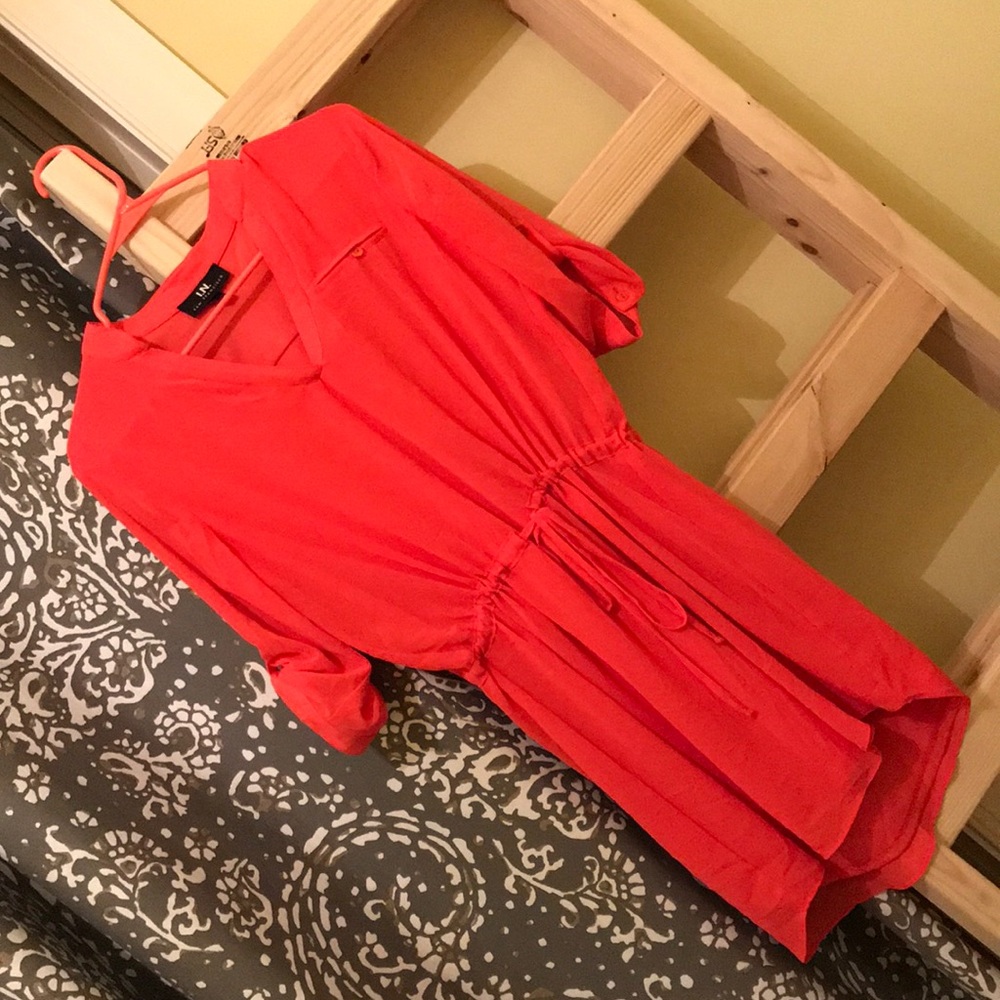 Darker coral three quarter dress